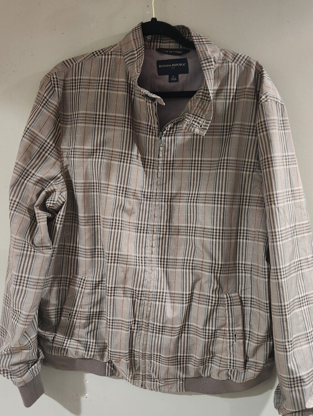 Banana Republic Men's Plaid Zip-Front Jacket - Taupe & Brown